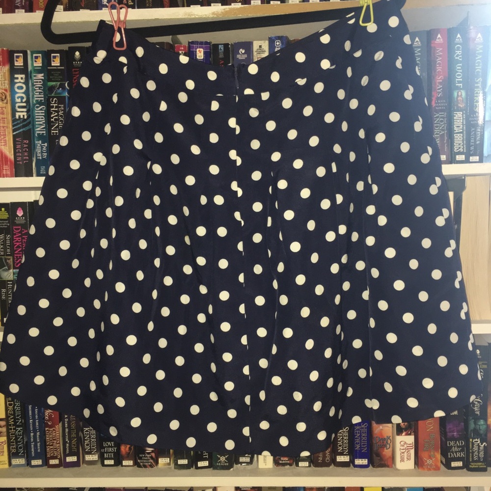 J Crew navy Polkadot skater skirt